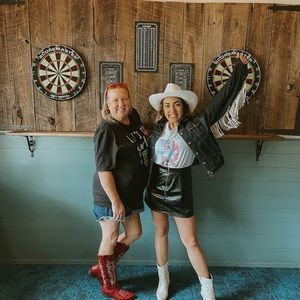 Black leather mini skirt